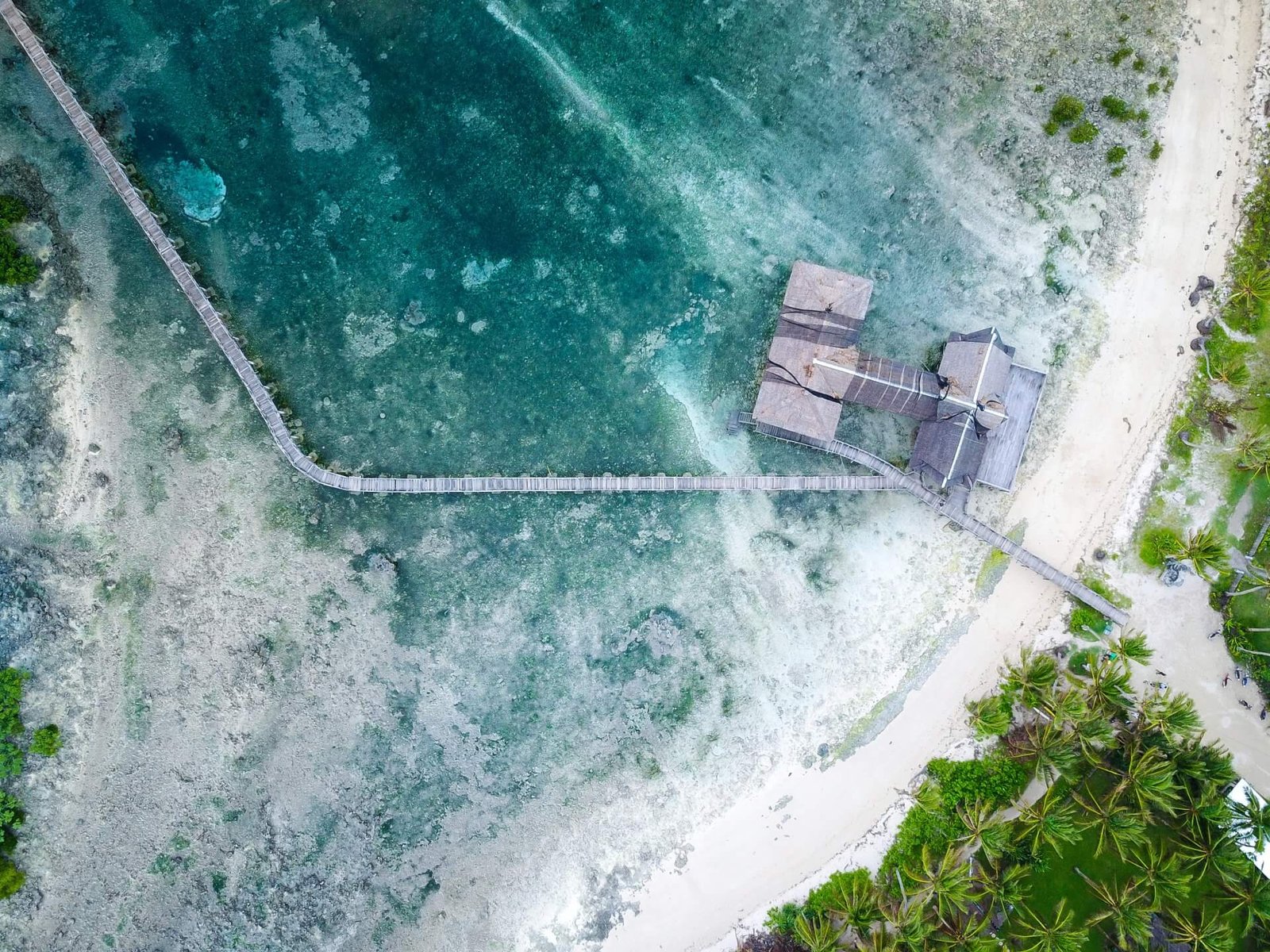 Birds eye view of dock on body of water