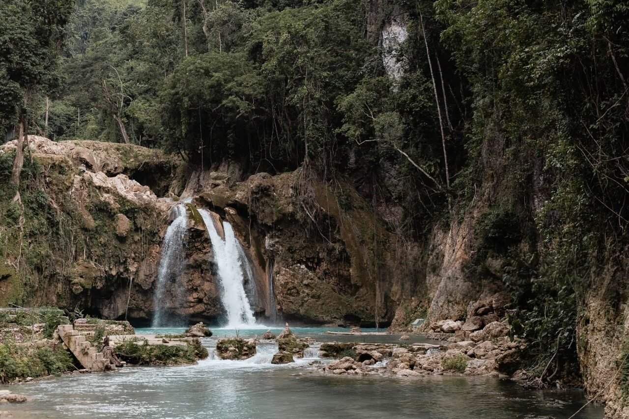 Scenic view of canyoneering badian cebu waterfall