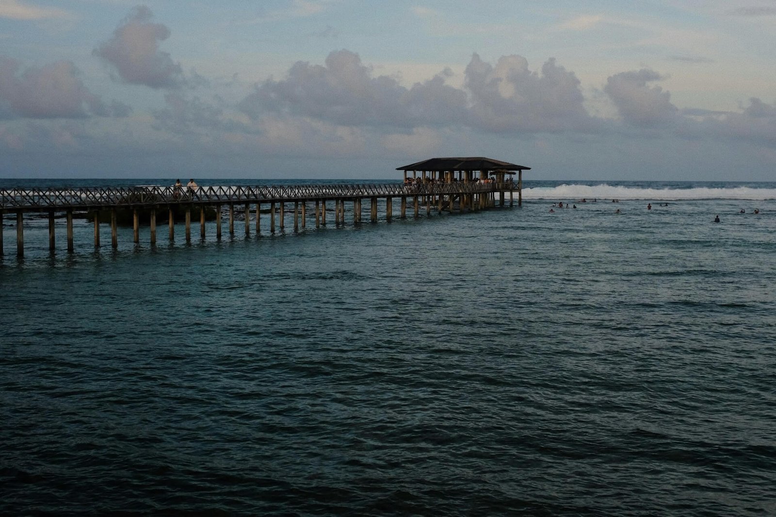 Cloud 9 boardwalk and viewing tower stretching over the reef in General Luna, Siargao